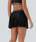 Jupe de tennis mini 2-en-1 à taille haute, color block, poches latérales, découpe plissée à effet frais InstantCool et séchage rapide