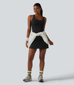Robe sport mini de tennis 2 pièces à col U, soutien-gorge intégré, rayures, séchage rapide et poches - UPF40+