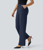 Pantalon de travail Halara Flex™ droit, taille mi-haute, avec poches