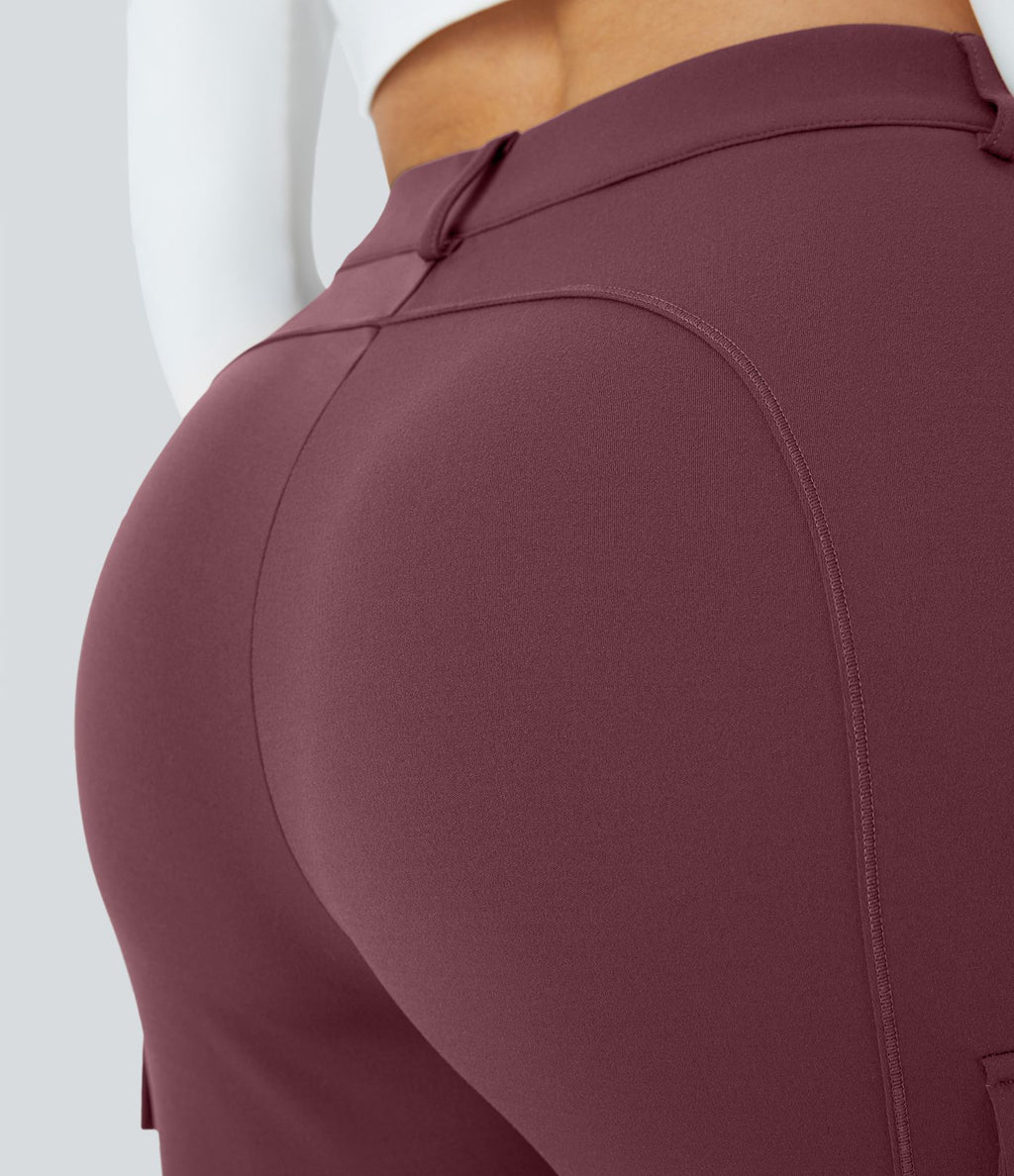 Pantalon cargo ajusté uni taille haute DayStretch avec poches zippées