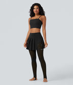 Legging à jupe étrier danse Breezeful™ 2-en-1 taille haute plissé résille contrastante séchage rapide avec poches