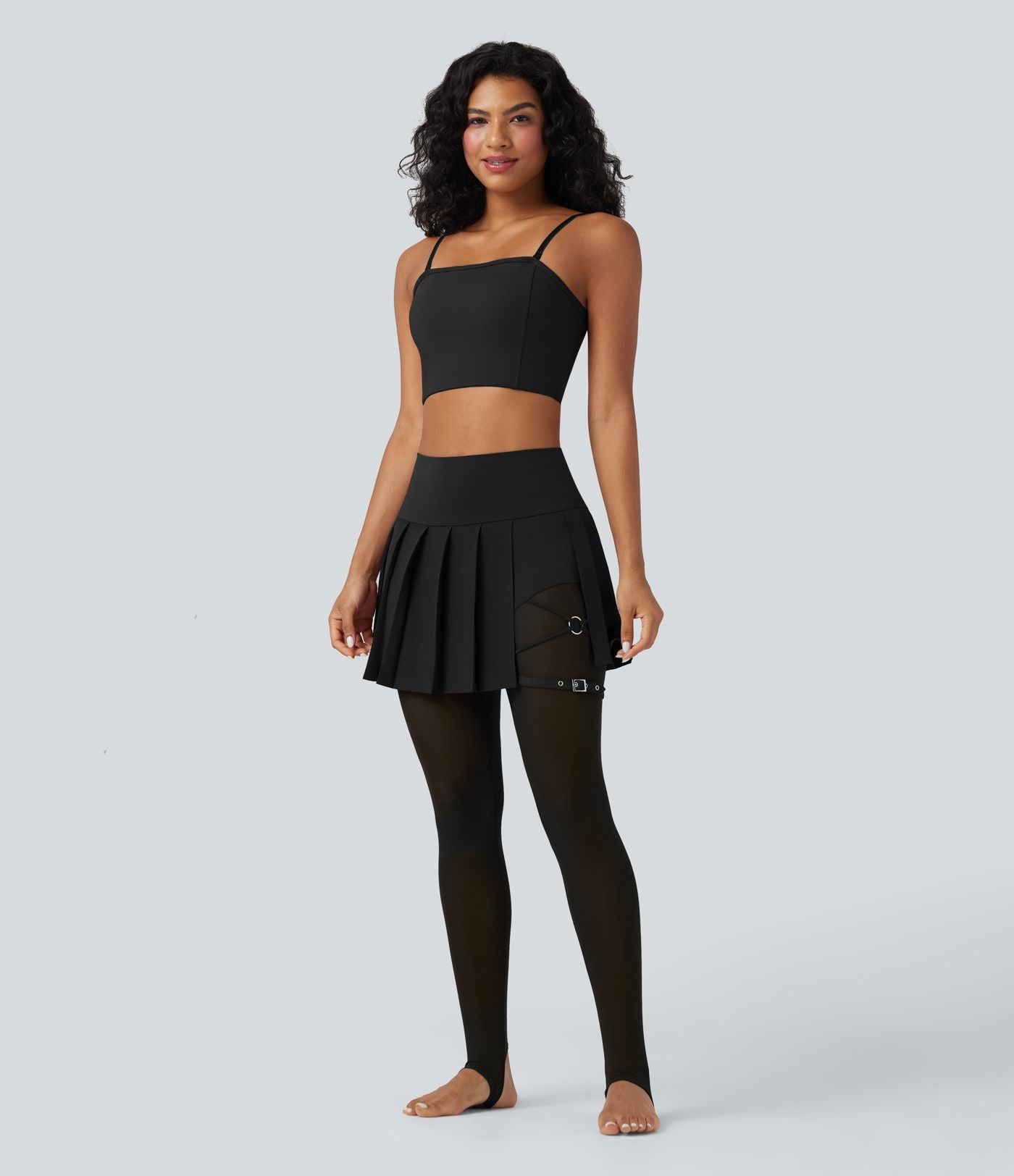 Legging à jupe étrier danse Breezeful™ 2-en-1 taille haute plissé résille contrastante séchage rapide avec poches