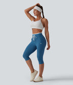 Legging de yoga corsaire Halara UltraSculpt™ color block taille haute gainant avec cordon de serrage avec poches