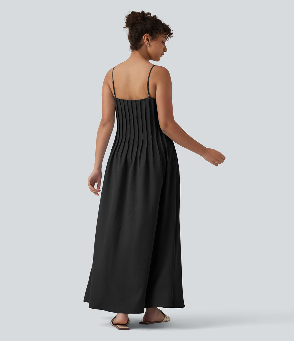 Robe longue à bretelles col V avec poches