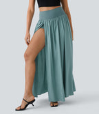 Breezeful™ Jupe Taille Haute Casual Maxi Séchage Rapide Fluide Fente Plissée 2 en 1