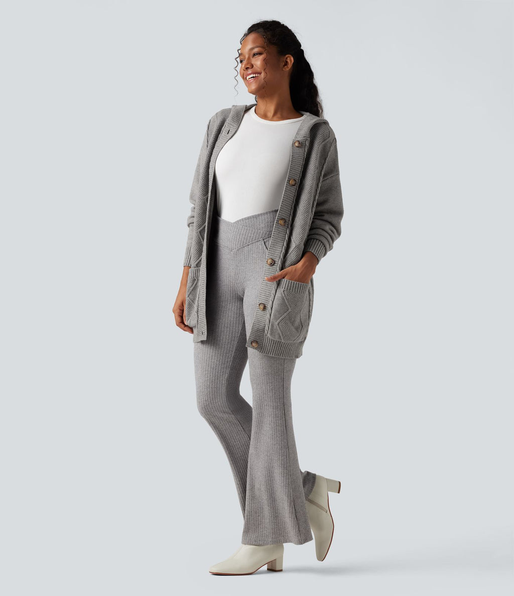 Cardigan à capuche avec boutons et poches