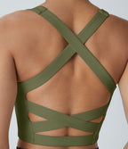 Débardeur yoga court SoftlyZero™ Airy col carré dos nu bretelles croisées effet frais InstantCool, bonnets A-C, protection solaire UPF50+