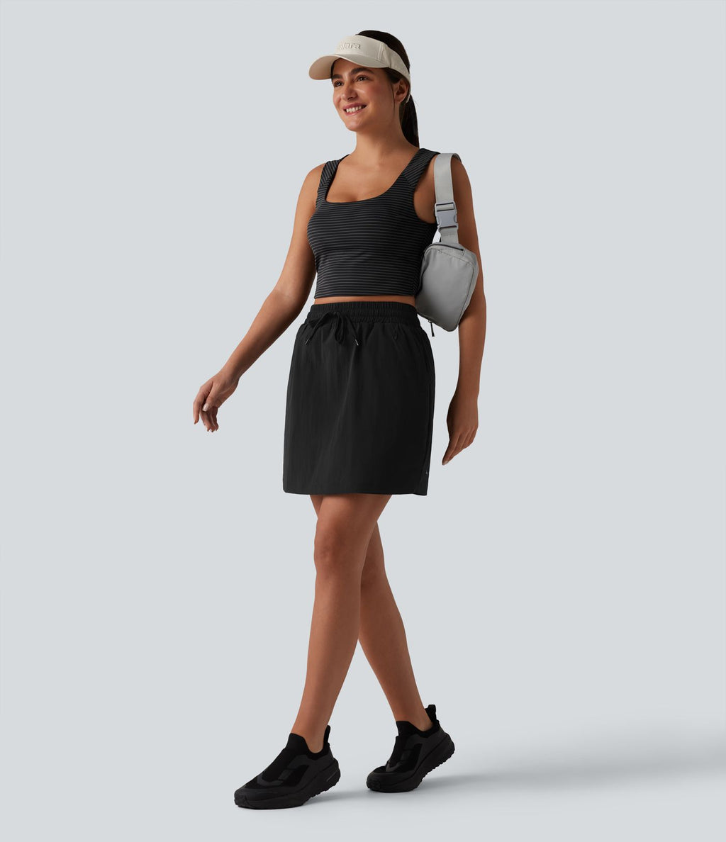 Jupe de randonnée 2 en 1 taille haute avec cordon de serrage et poches