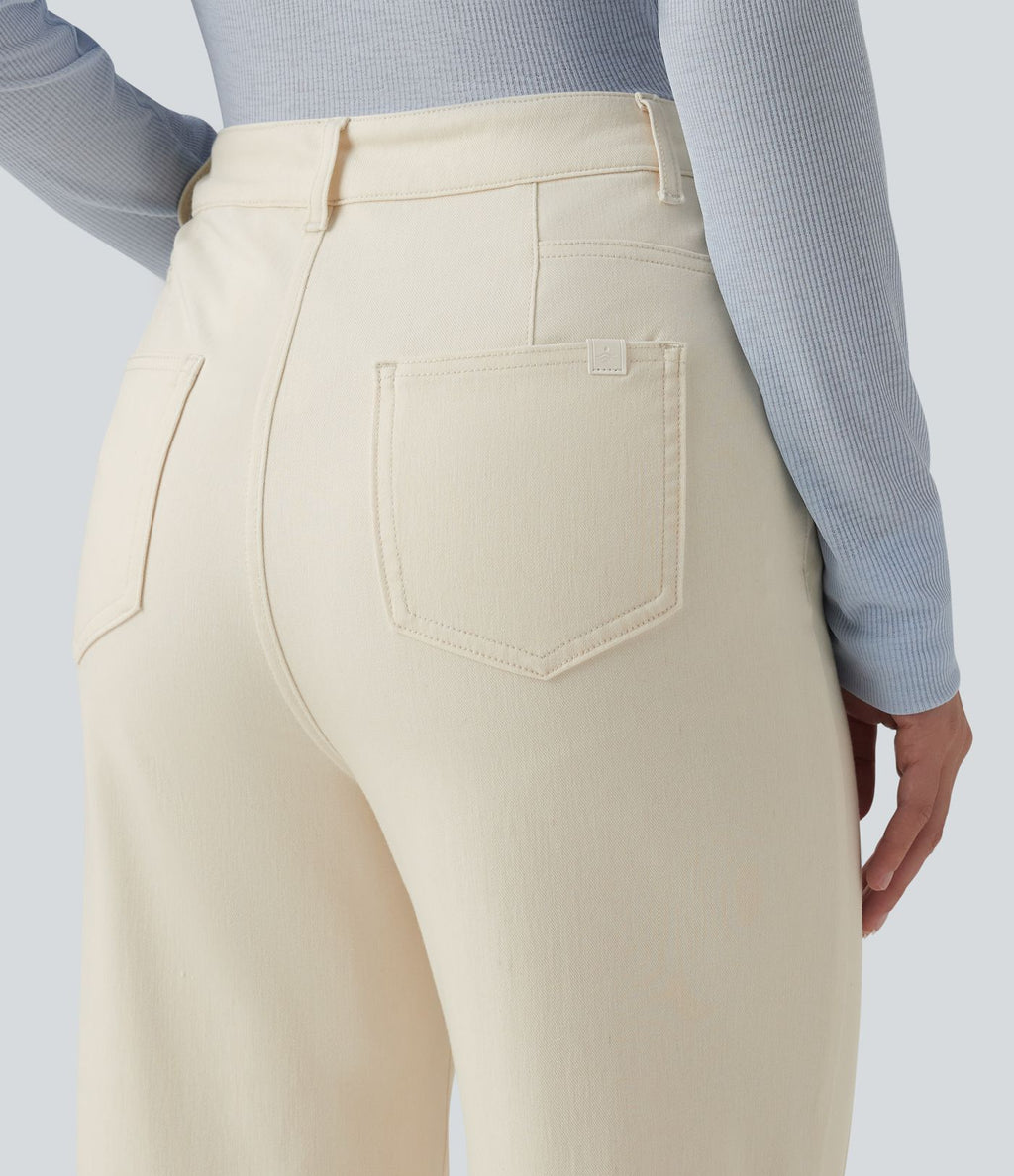 Jean Halara Flex™ taille haute, coupe droite décontractée, avec poches