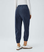 Pantalon décontracté en velours côtelé avec taille mi-haute, boutons et fermeture éclair