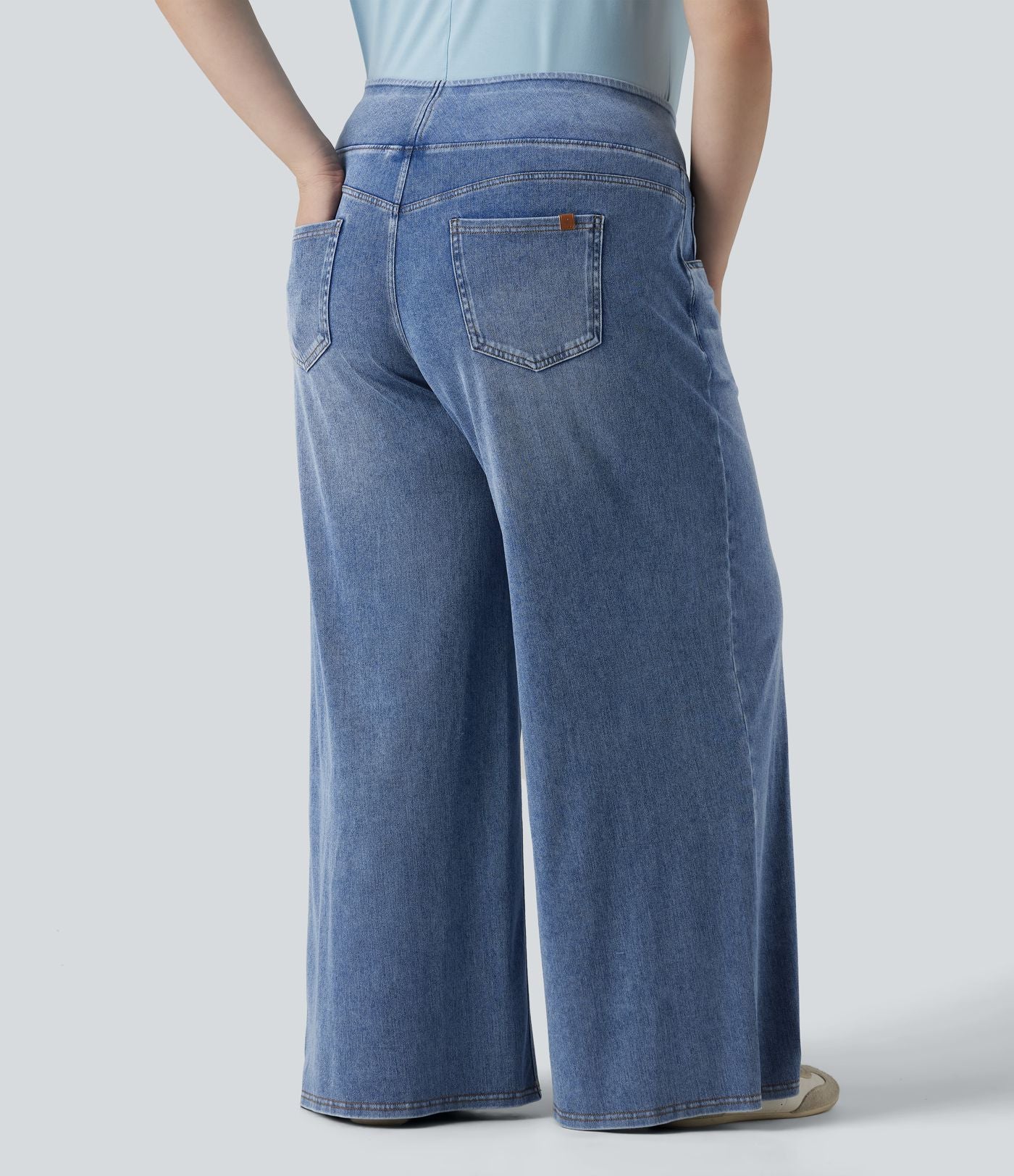 Halara Flex™ Jean large décontracté grande taille taille mi-haute en lyocell lavé avec poches