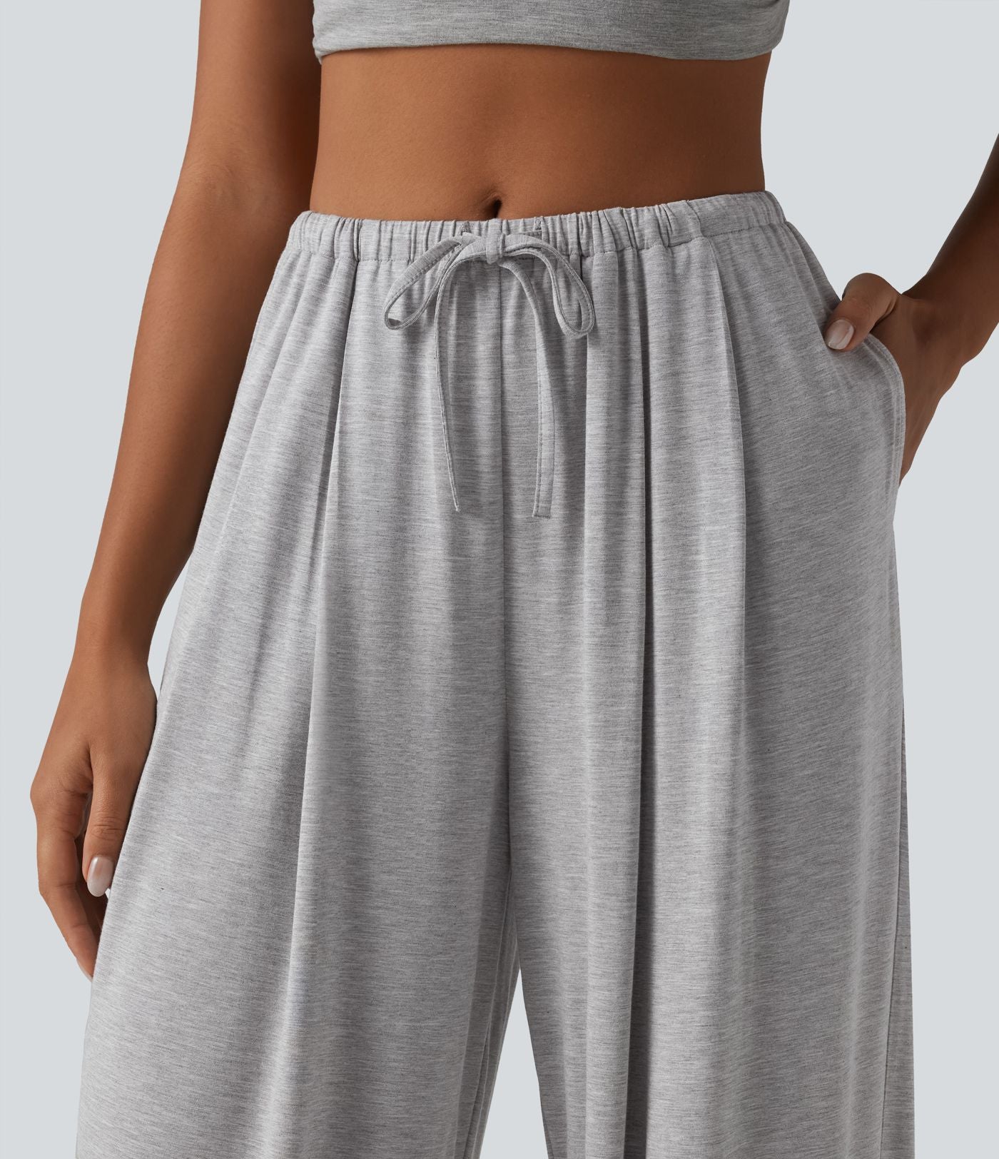 Jogging casual coupe ballon taille mi-haute avec cordon de serrage et poches