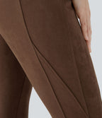 Legging décontracté en suédine taille haute, gainant, avec poches latérales