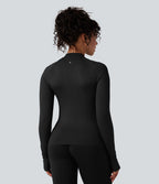 Veste de yoga Seamless Flow à fermeture éclair, manches longues et trous pour les pouces