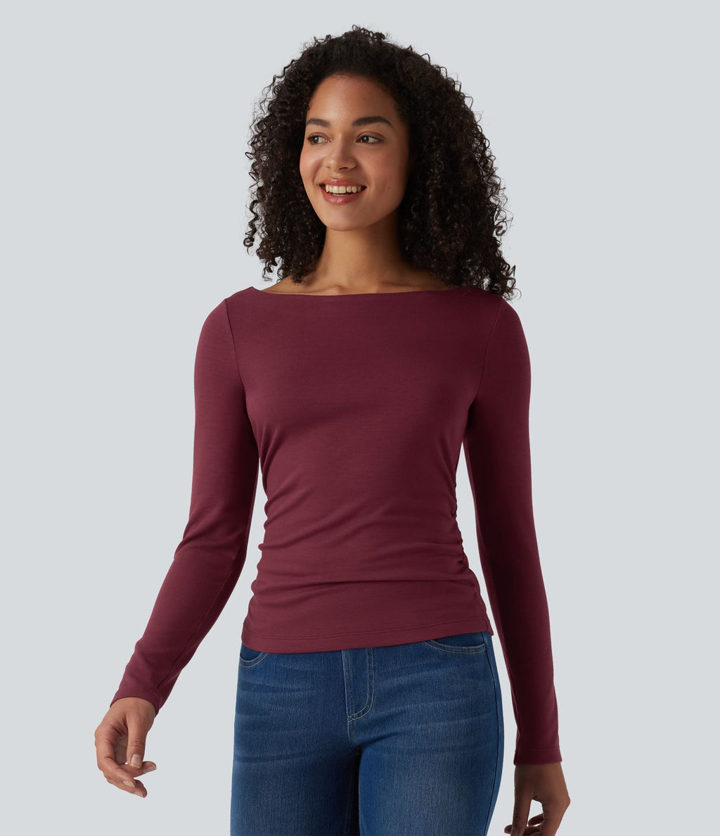 Chemise de travail chauffante Halara HeatCore col bateau manches longues