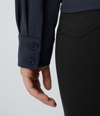 Chemise de travail à col cranté, coupe croisée et manches longues