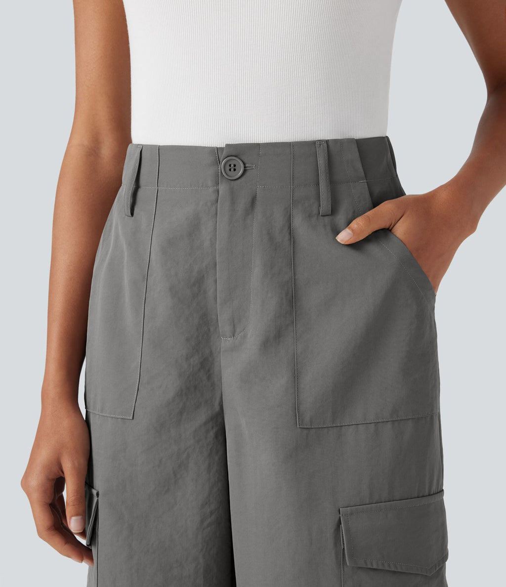 Pantalon cargo de voyage taille haute avec poches multiples