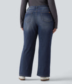 Jean bootcut décontracté Halara Flex™ délavé taille basse grande taille avec poches