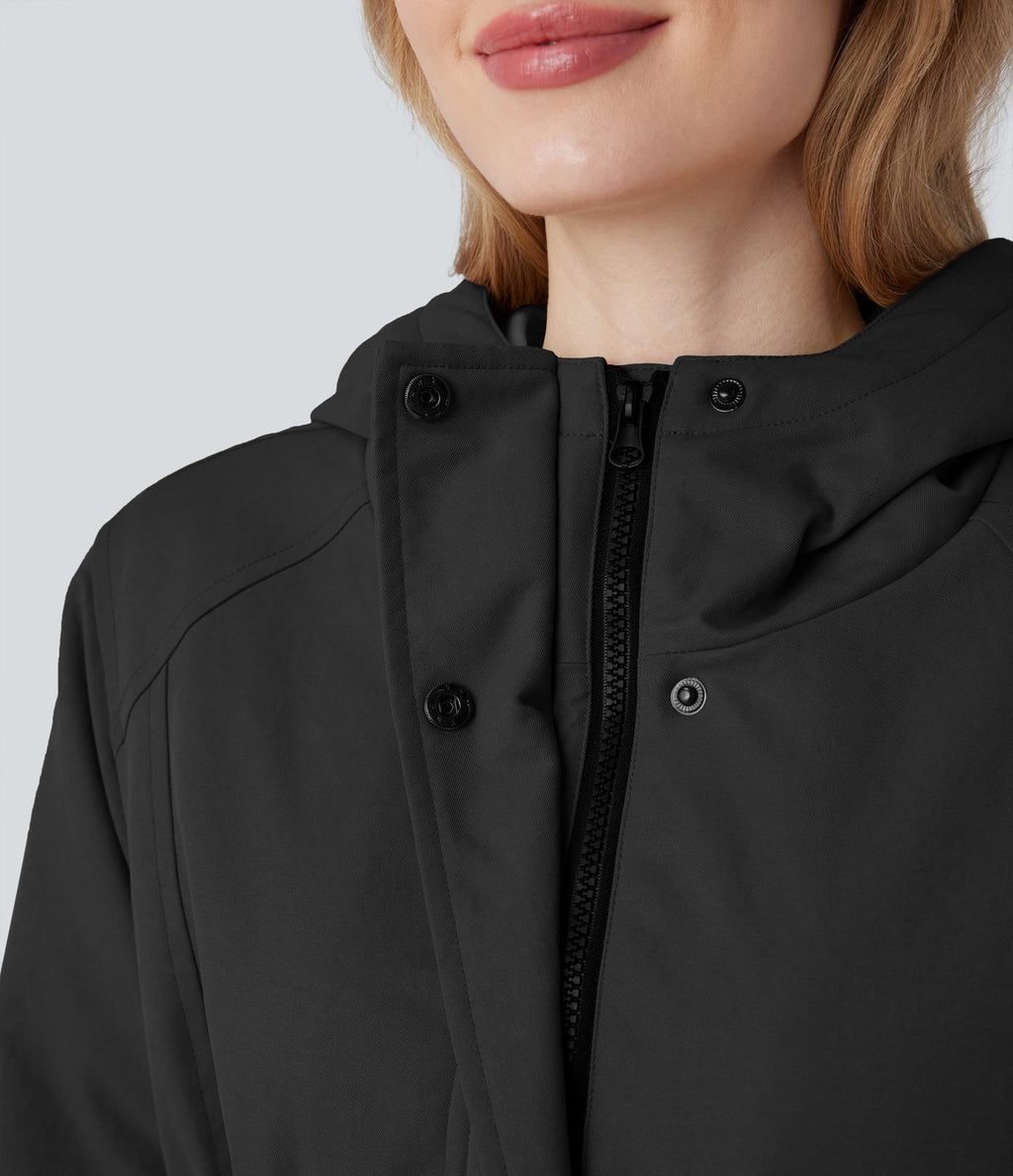 Parka sherpa polaire à capuche avec cordon de serrage et poches