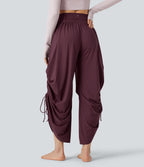 Pantalon baggy yoga SoftlyZero™ Airy froncé taille haute avec cordon de serrage et poches