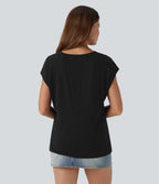 T-shirt casual col V manches courtes