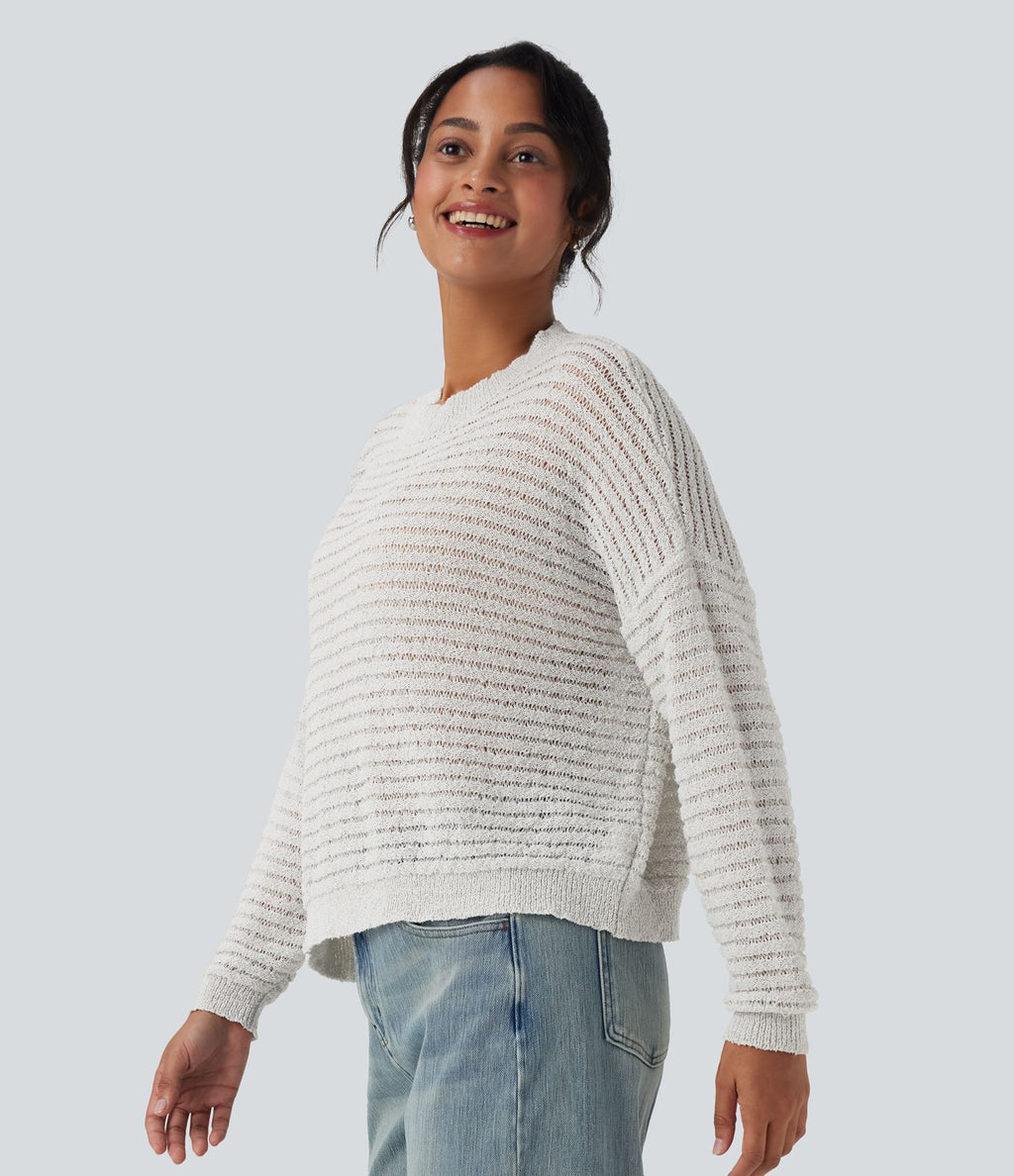 Pull décontracté col rond épaules tombantes coupe décontractée