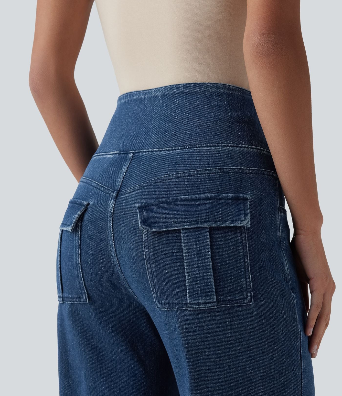 Jean Halara Flex™ taille haute gainant coupe droite décontracté avec poches