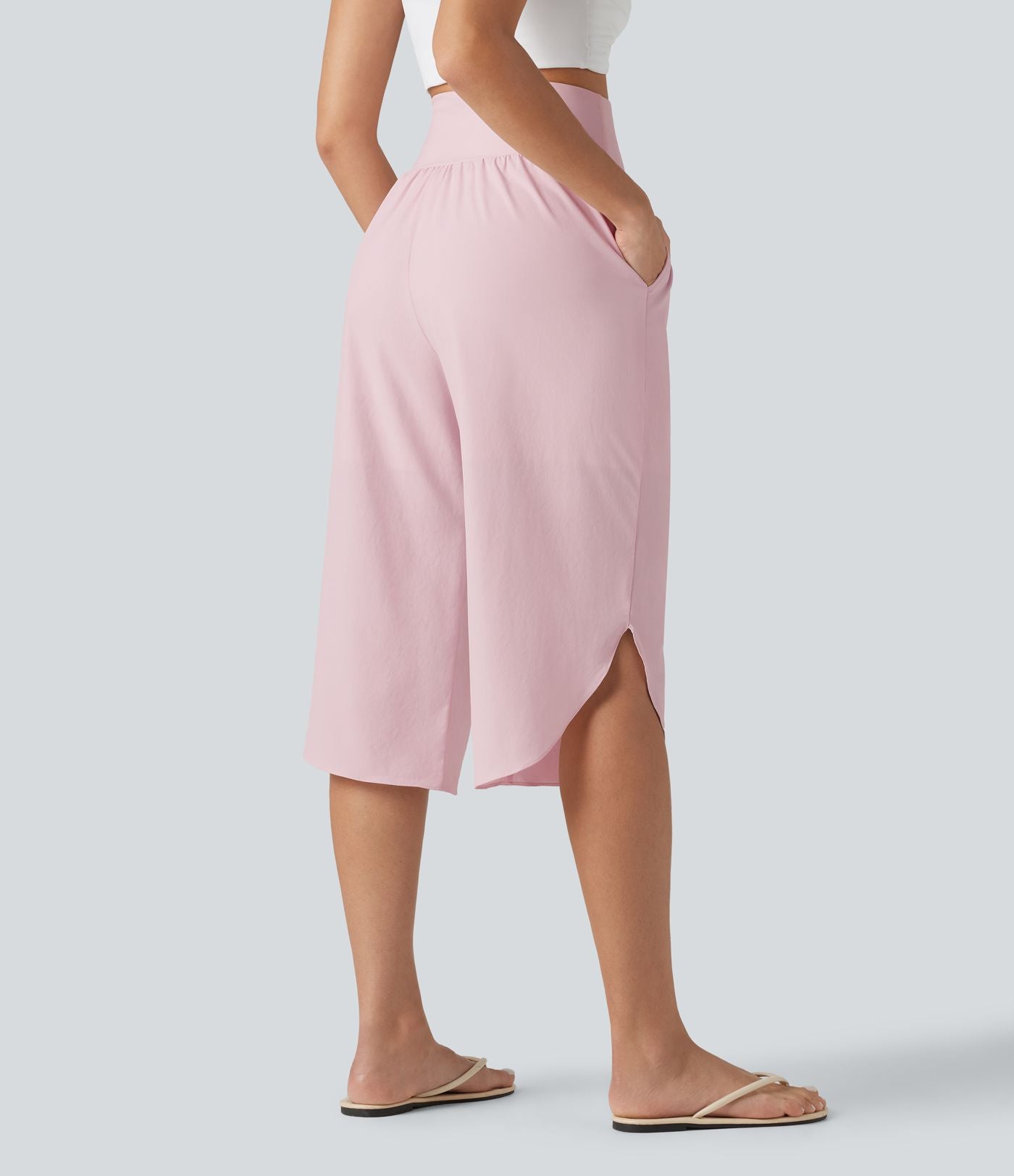 Breezeful™ Pantacourt taille haute ventre plat, ourlet arrondi, séchage rapide et poches