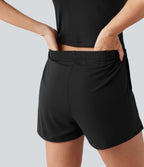 Combishort de soirée SoftlyZero™ Plush à encolure bateau avec coussinets amovibles, mesh contrasté et poches, accès facile Easy Peasy