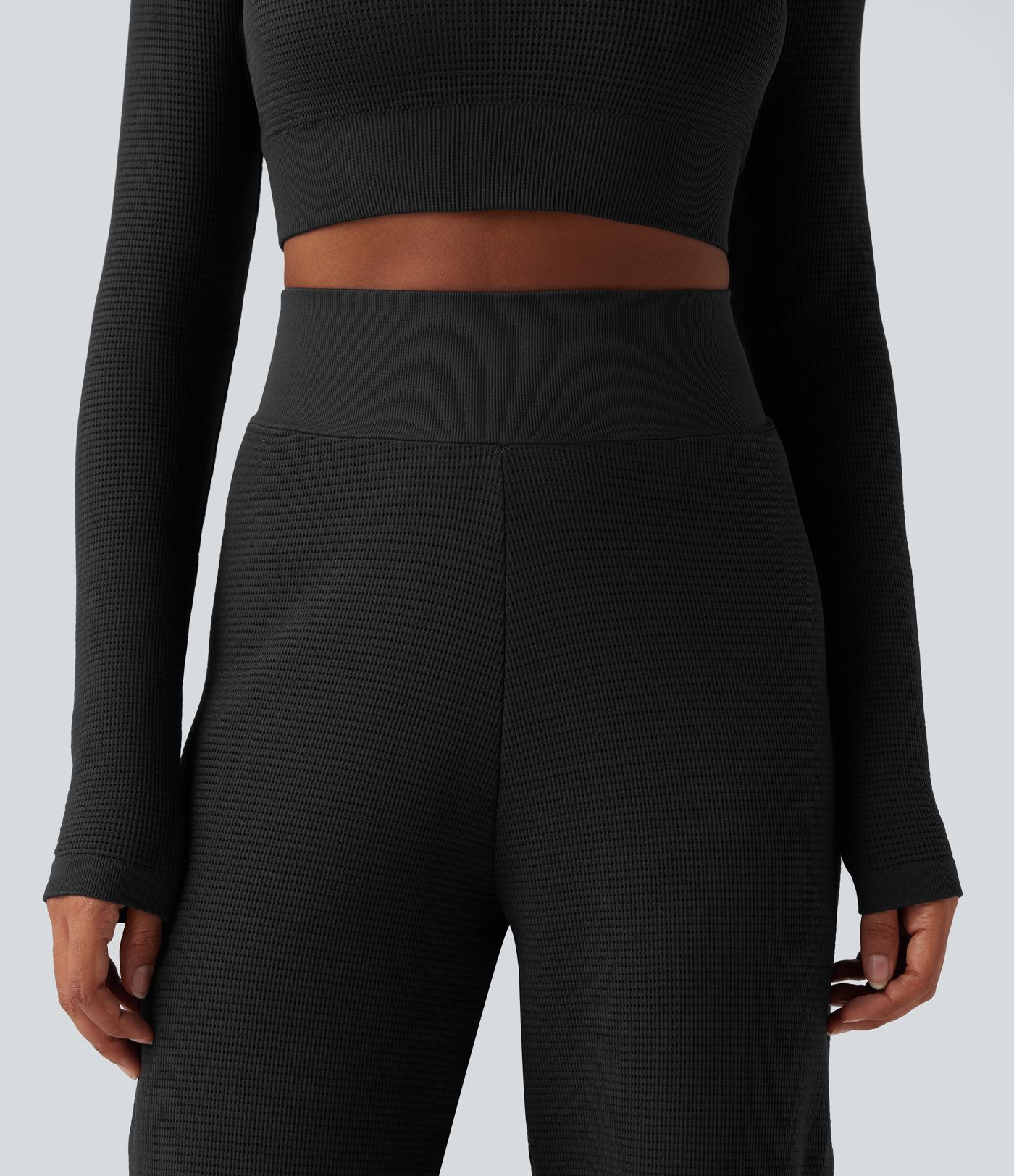 Pantalon de yoga taille haute coupe droite en maille gaufrée sans couture Seamless Flow
