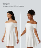 Robe mini SoftlyZero™ Plush épaules dénudées à manches courtes, maintien intégré, bonnets B à E