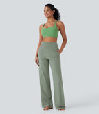 Pantalon de yoga droit gainant taille haute avec poches Halara UltraSculpt™