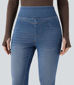 Legging skinny 7/8 en denim Halara Flex™ taille haute gainant avec poches
