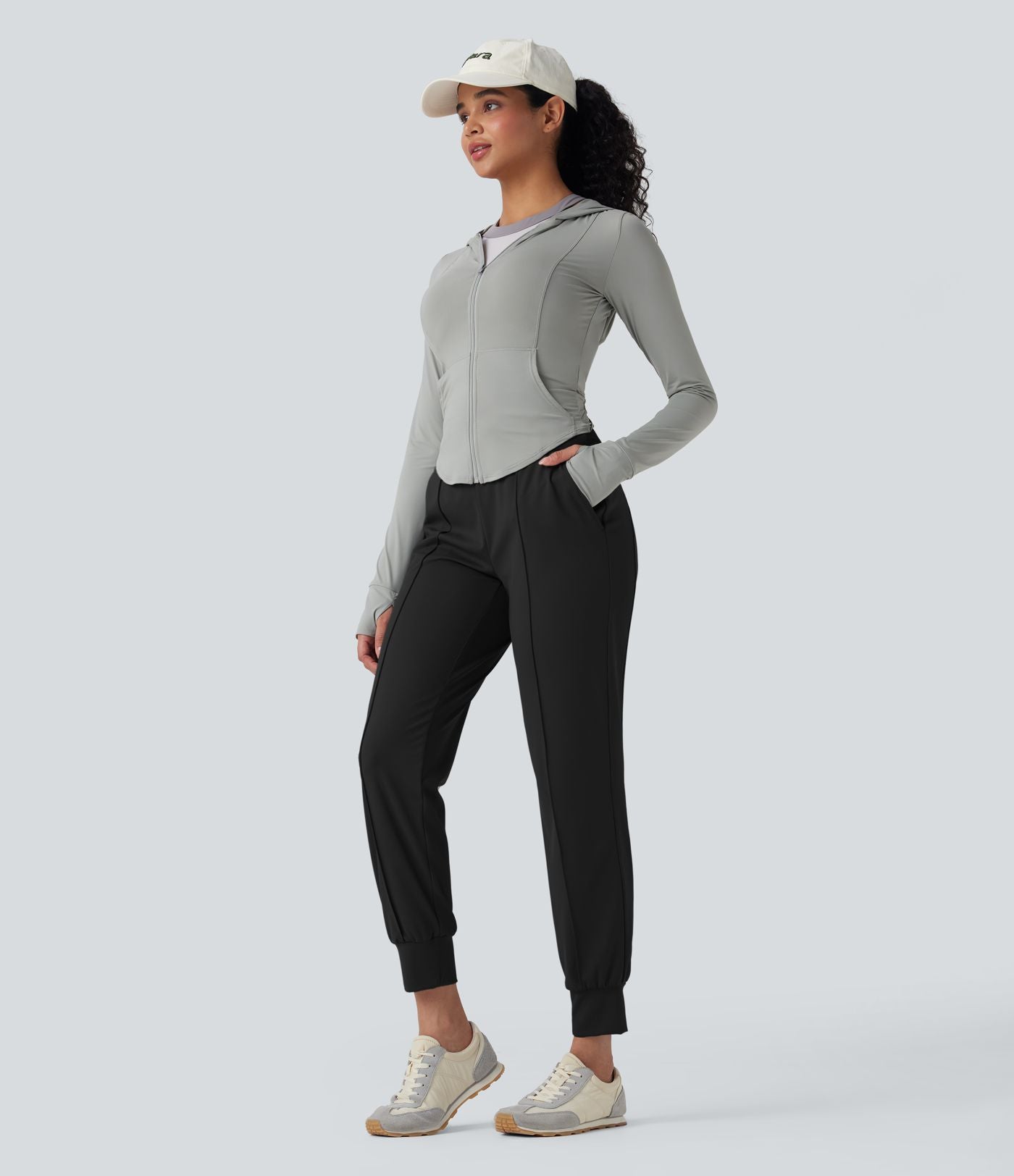 Jogging yoga taille haute cordon séchage rapide avec poches - UPF40+