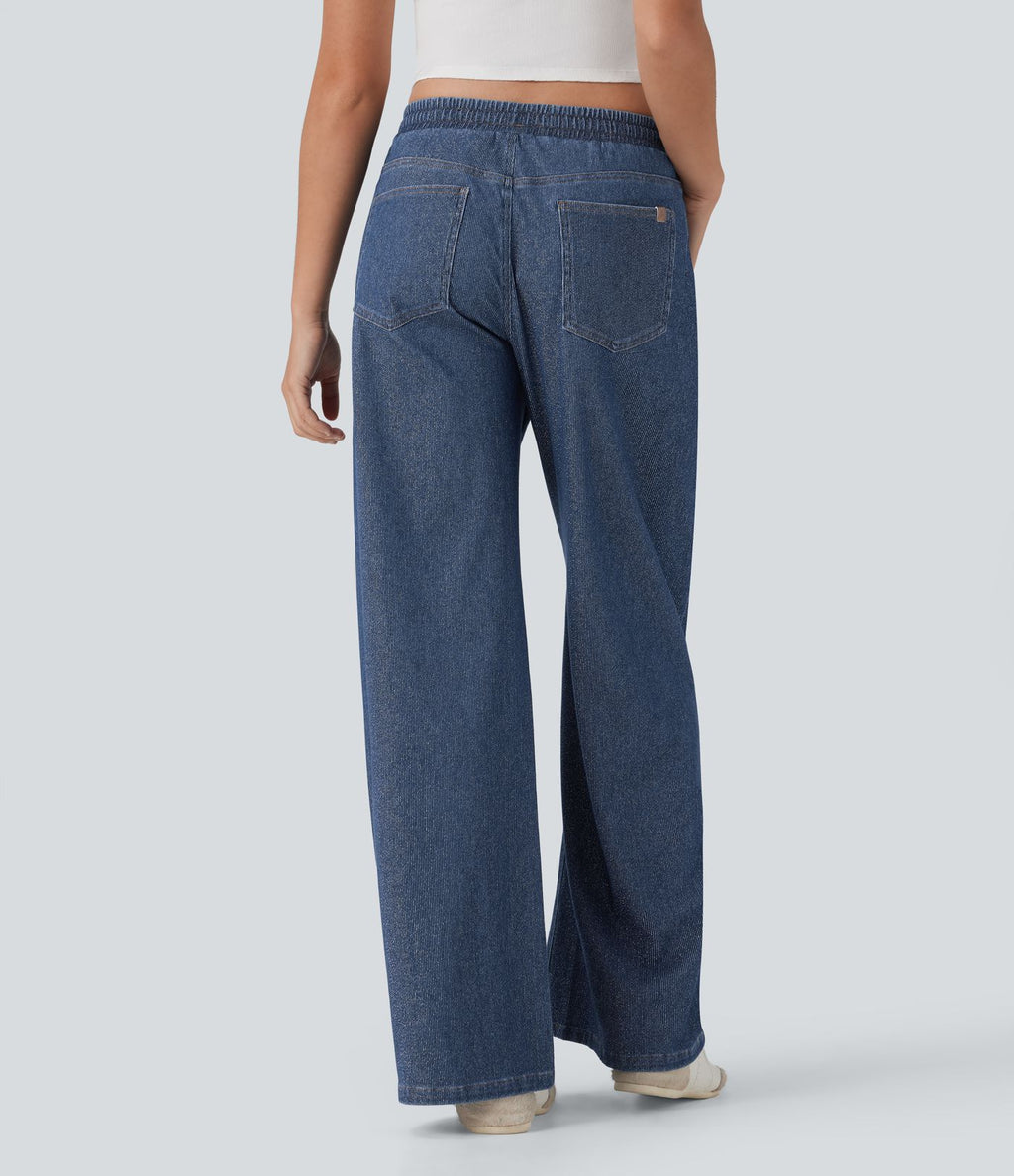 Jogging taille basse Halara Flex™ jambes larges, effet sparkle, avec poches