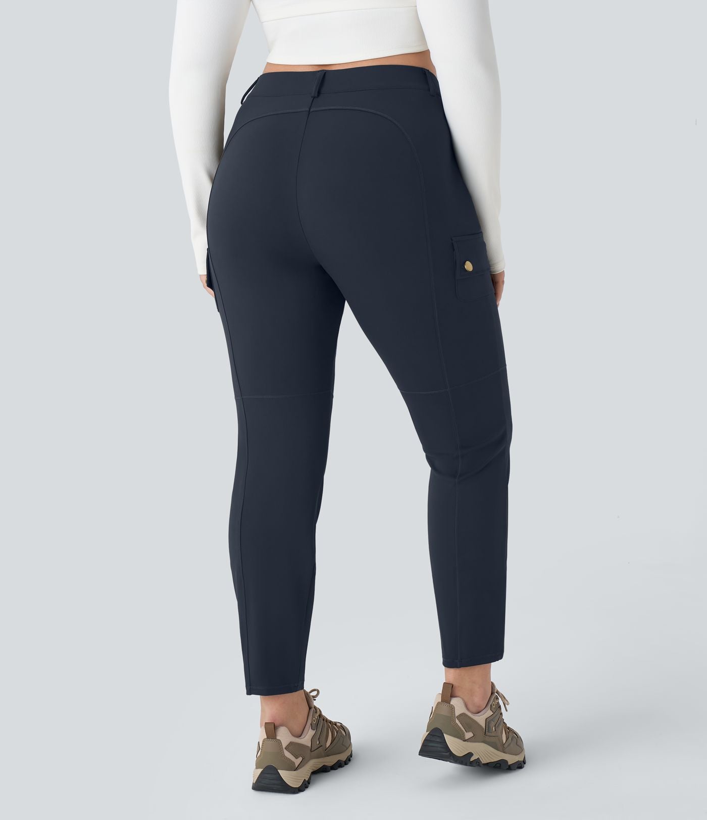 Pantalon cargo randonnée grande taille ajusté uni taille haute DayStretch avec poches zippées