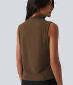 Blouse de travail sans manches à col drapé