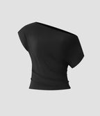 Top Casual Épaules Dénudées Manches Courtes Ruchées
