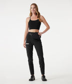 Pantalon slim de running taille haute à séchage rapide avec fronces et poches