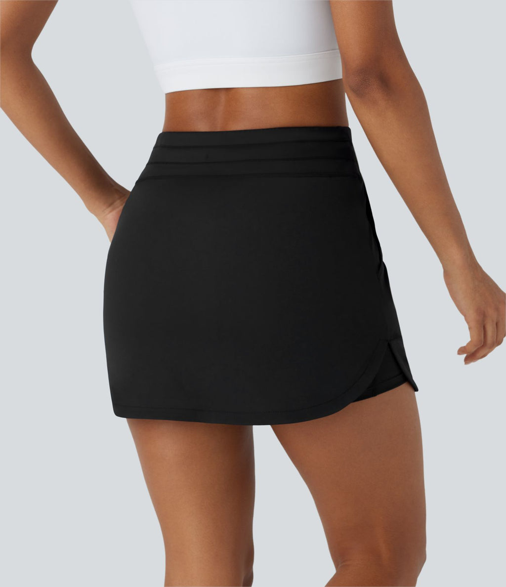 Softlyzero™ QuickDry Jupe de golf courte deux-en-un à taille haute avec poches latérales, ourlet arrondi, cordon de serrage - Poche pour tee de golf