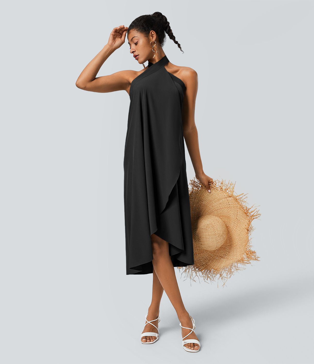 Jupe fluide de Vacances Breezeful™ Séchage Rapide Taille Haute Dos Noué Torsadé