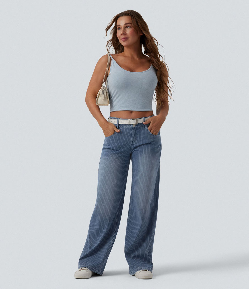 Jean large Halara Flex™ casual taille basse à rayures avec poches