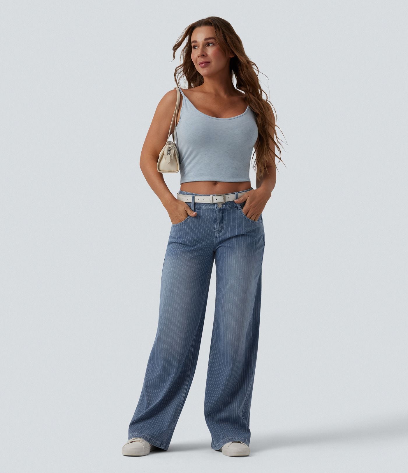 Jean large Halara Flex™ casual taille basse à rayures avec poches