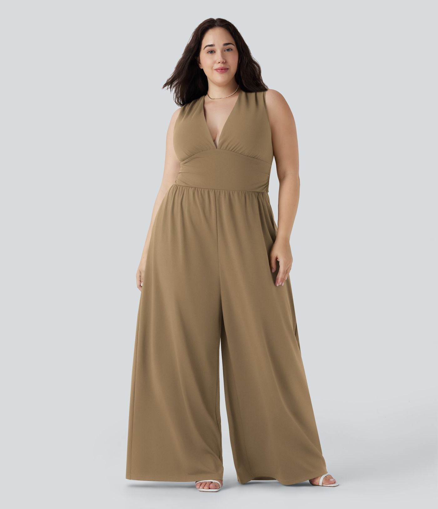 Combinaison grande taille col V sans manches avec poches - Édition Easy Peasy