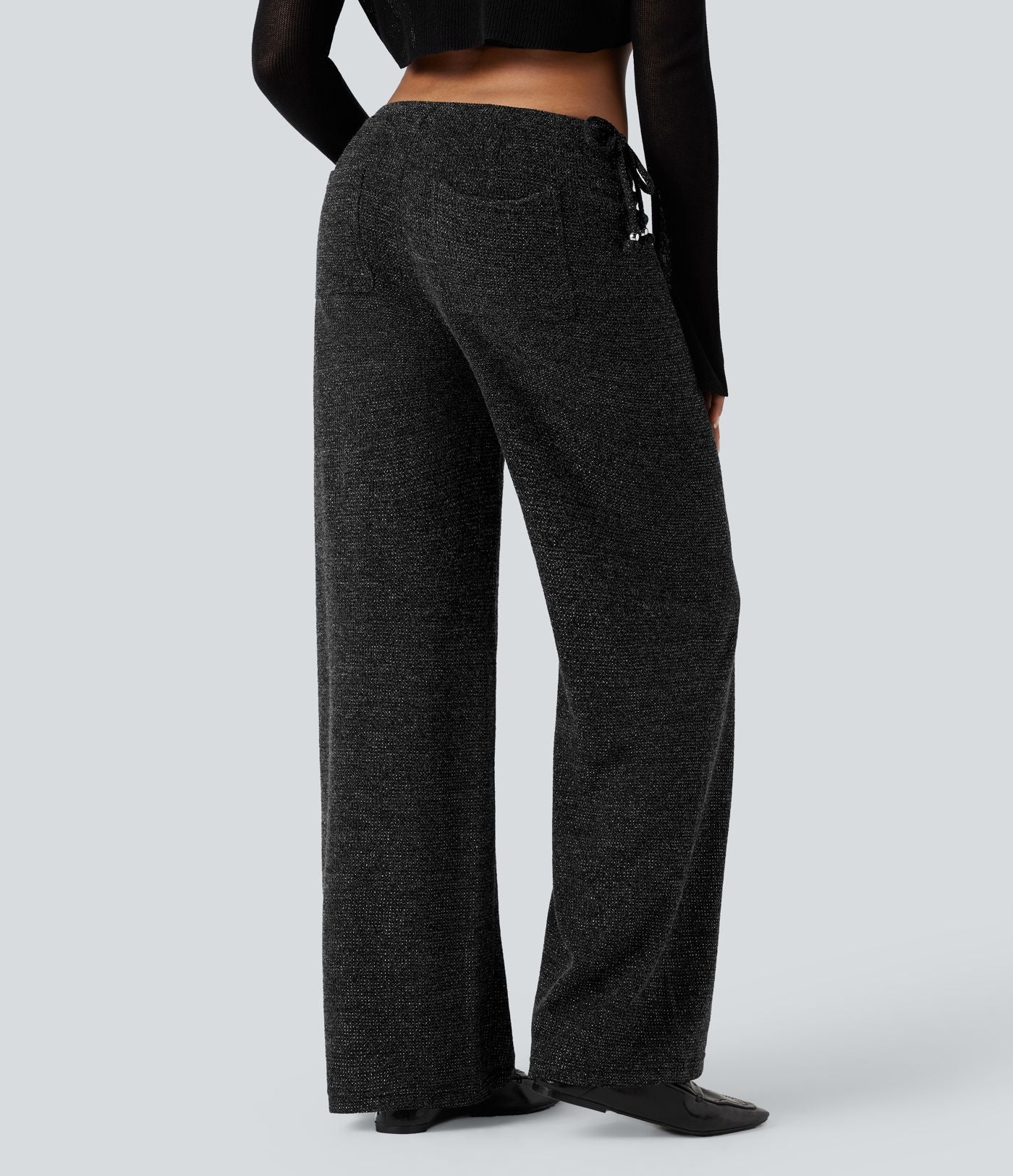 Pantalon large tricot effet sparkle avec poches