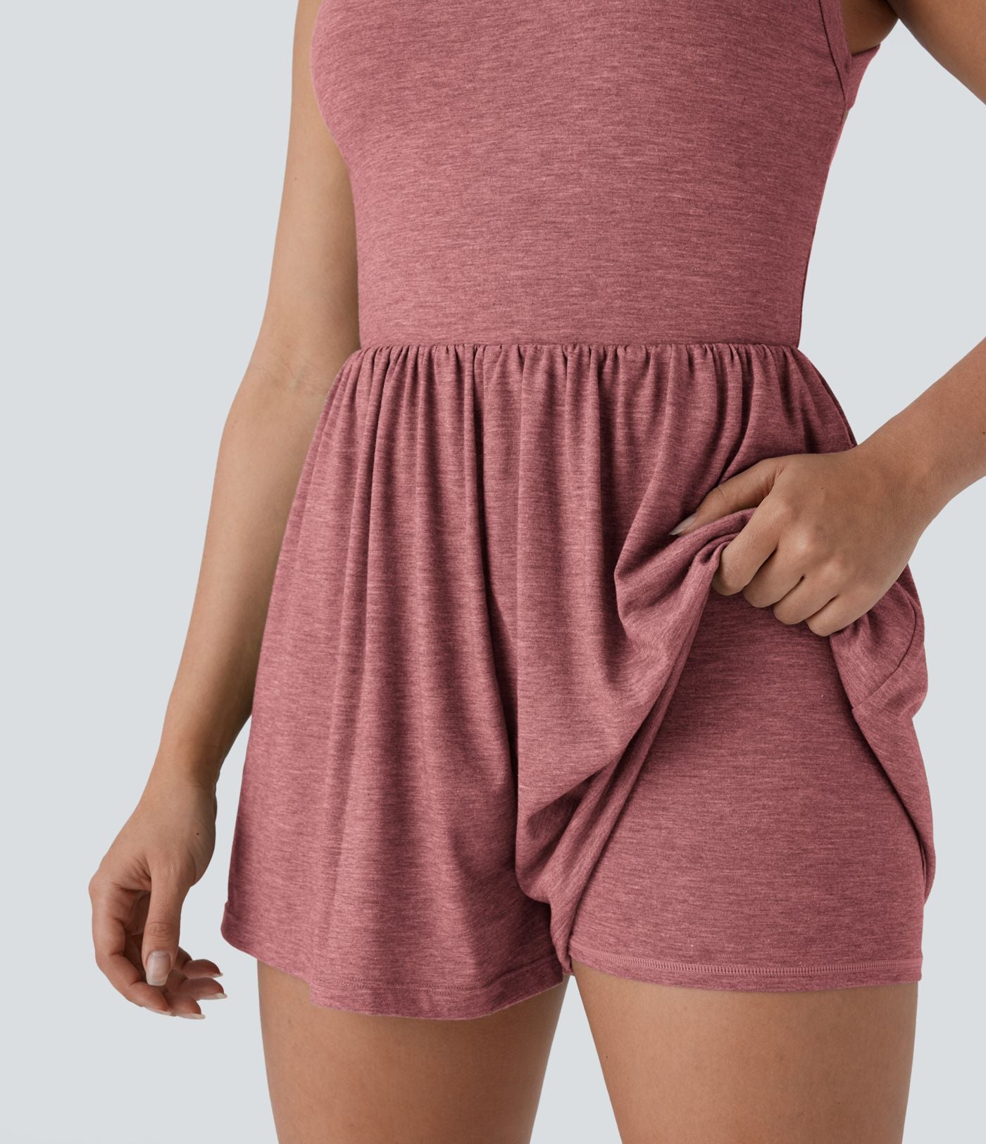 Combishort de villégiature 2-en-1 à dos nu, design torsadé, poches latérales - Édition Easy Peasy