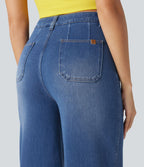 Jean large décontracté Halara Flex™ Curvy taille haute gainant avec poches