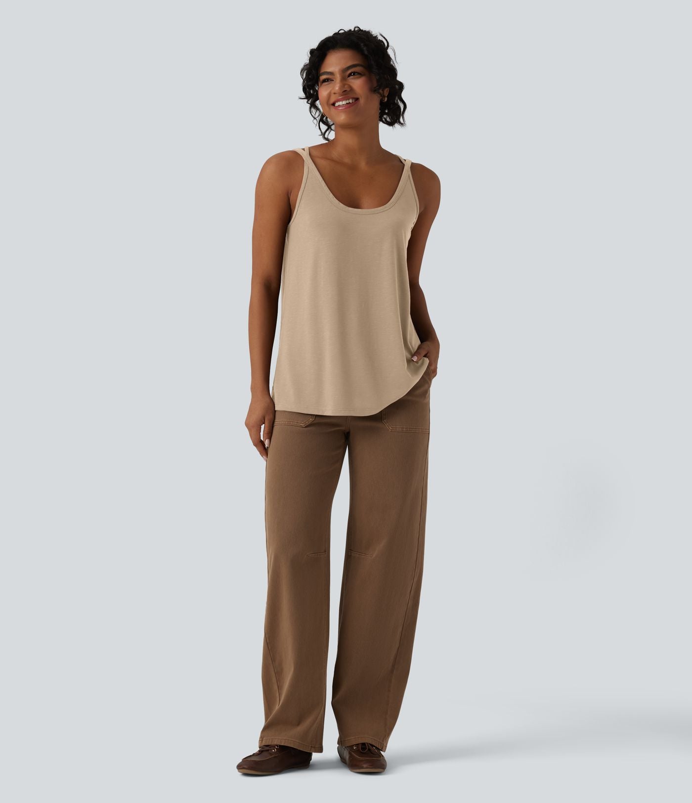 Débardeur casual col U coupe ample