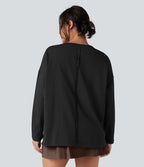 T-shirt coton oversize col rond manches longues