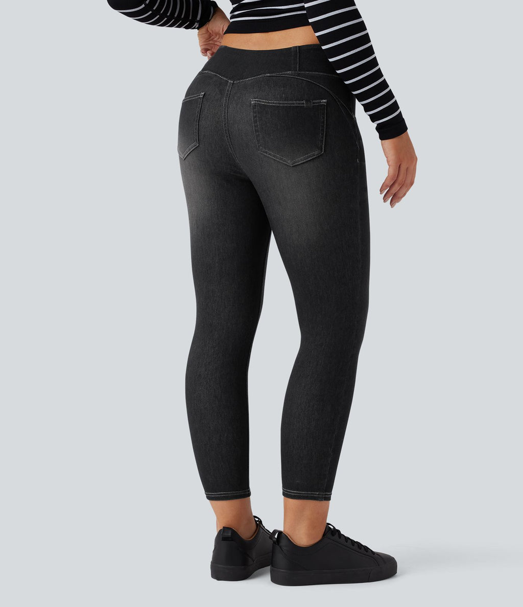 Halara Flex™ Denim Heat Legging denim casual 7/8 taille haute avec poches